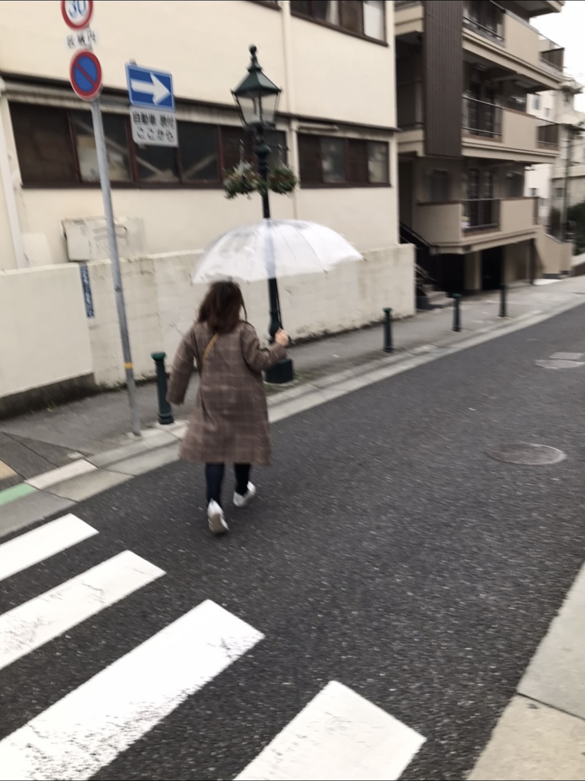 Walking under an umbrella